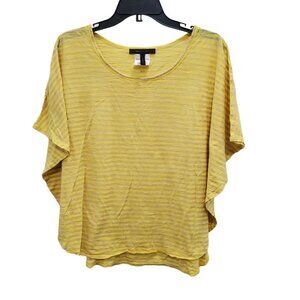 BCBGMaxAzria Women's Yellow & Taupe Stripe Soft Cotton Dolman‎ Top Size S